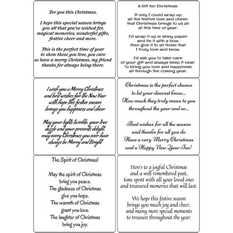 A christmas card is a greeting card sent as part of the traditional celebration of christmas in order to convey between people a range of sentiments related to christmastide and the holiday season. Peel Off Christmas Verses 7 | Sticky Verses for Handmade Cards and Crafts