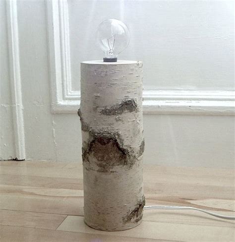 White Birch Forest Lamp Log Cabin Furniture Rustic Table Etsy Table