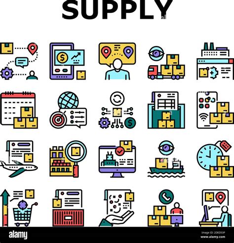 Supply Chain Management System Icons Set Vector Stock Vector Image