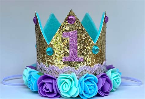 1st Birthday Crown First Birthday Crown Girl Birthday Party Etsy