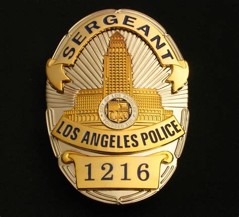 LAPD Los Angeles Sergeant Police Badge Solid Copper Replica Movie Prop ...