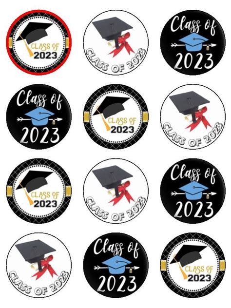 Graduation Class Of 2023 Edible Printed Cupcake Toppers Wafer Or Icing
