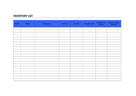 Inventory Control Spreadsheet Template Free —