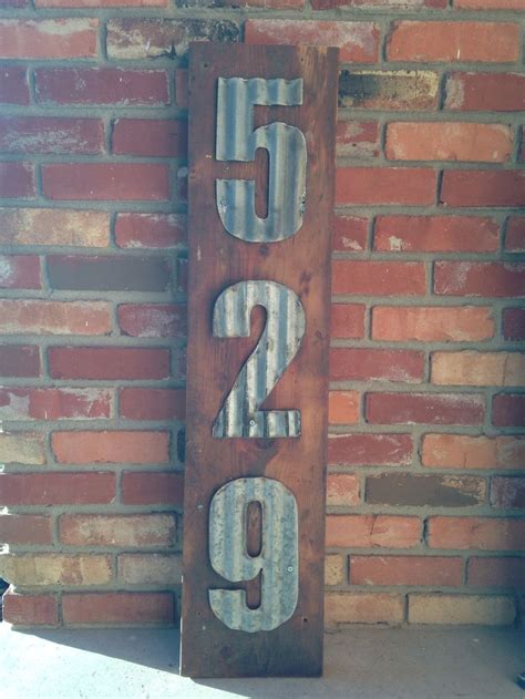 Address Marker With Corrugated Steel And Old Wood House Numbers Diy