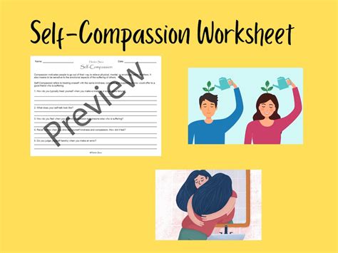 Self Compassion Worksheet Fillable Therapy Worksheet Therapy Etsy