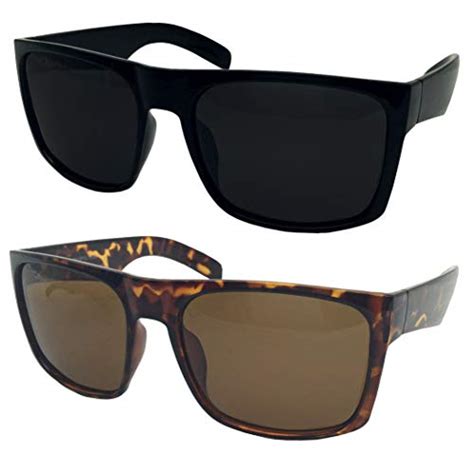 2 Pack Xl Polarized Mens Big Wide Frame Sunglasses Large Head Fit 1 Black 1 Tortoise