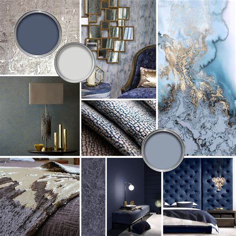 Moodboard Blue Bedroom Colour Concept Board Gold Accents Interior