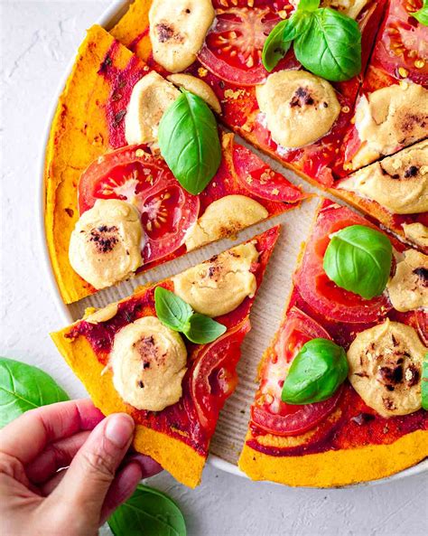 Vegan Margherita Pizza With Sweet Potato Crust Rainbow Nourishments