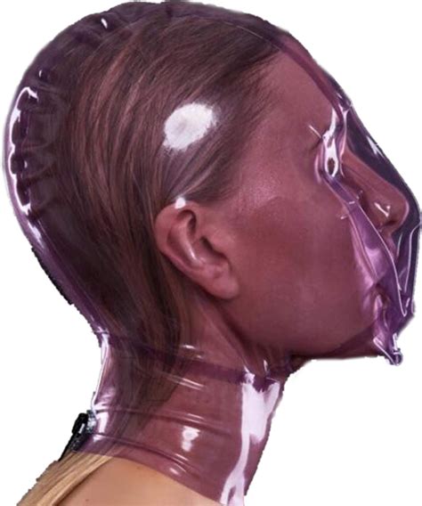 Amazon Com Transparent Purple Latex Hood With Breath Control Hole For Playing Suffocating