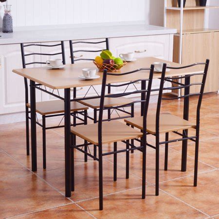 Maybe you would like to learn more about one of these? Costway 5 Piece Dining Table Set with 4 Chairs Wood Metal ...