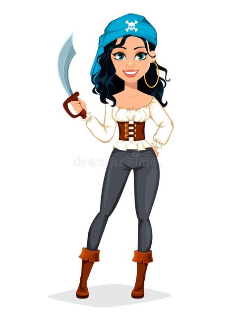 Pirate Woman Beautiful Lady Cartoon Character Stock Vector Illustration Of Pirate Halloween