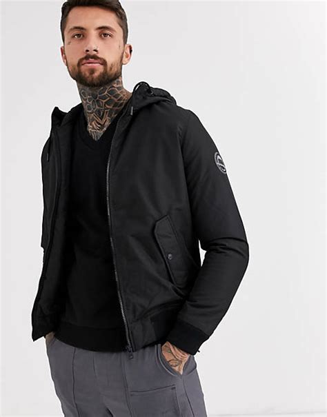 Jack And Jones Core Double Pocket Padded Jacket With Hood In Black Asos