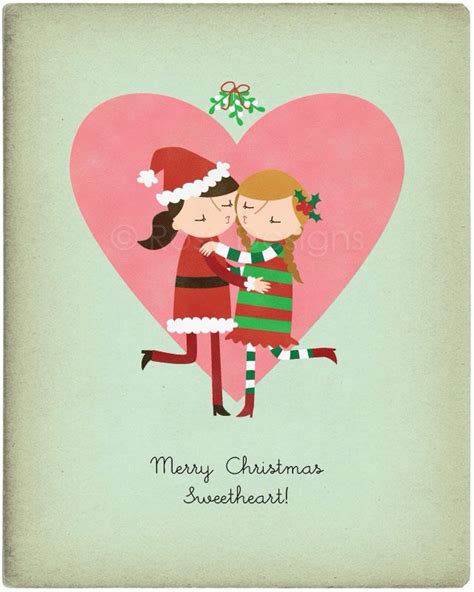 Merry Christmas Sweetheart Lesbian Ts Christmas Prints Couple Christmas Card