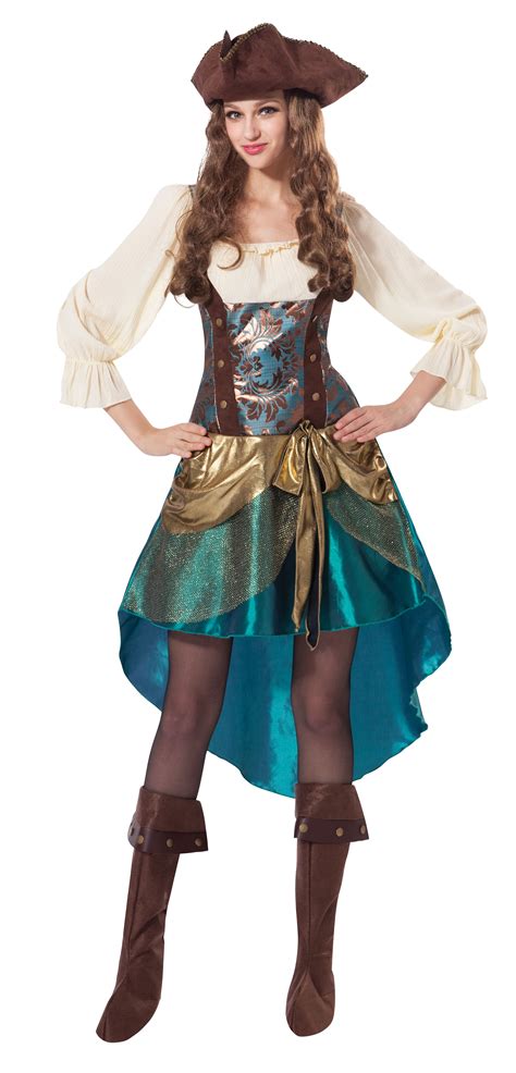 Womens Deluxe Pirate Princess Fancy Dress Costume