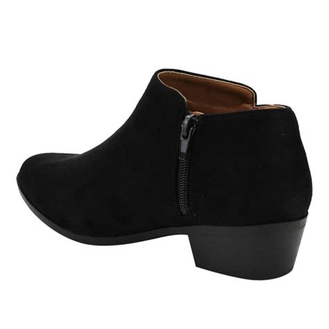 ae47 women s side zip stacked block heel ankle booties black cl12n8vmgeh