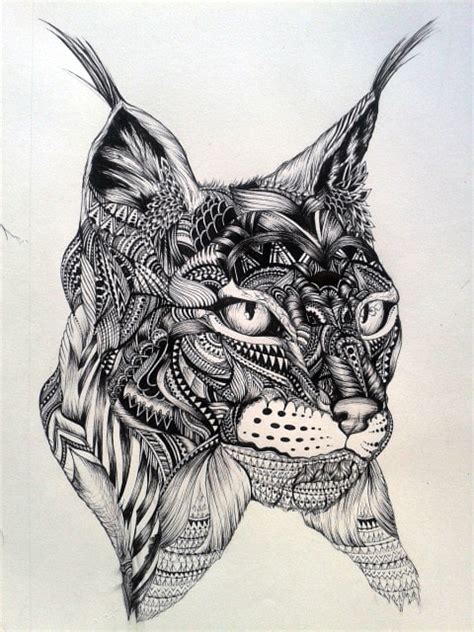 Black Ink Lynx Tattoo Design