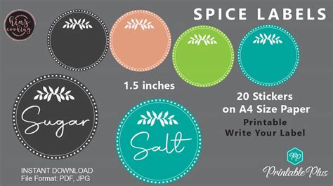 Spice Jar Labels Printable Spice Bottle Labels Spice Labels Round Printable Labels For Bottles