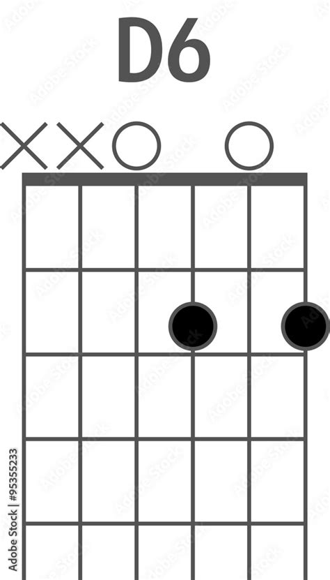 Guitar Chord Diagram To Add To Your Projects D6 Chord Stock Vector