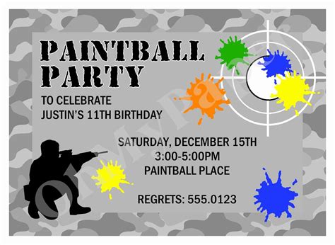 Free Printable Paintball Party Invitations
