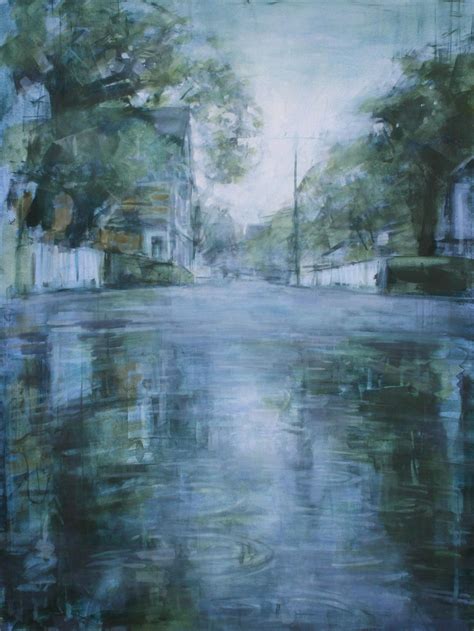 Rainy Street Scene In Provincetown Ma Acrylic And Oil On Board 18” X