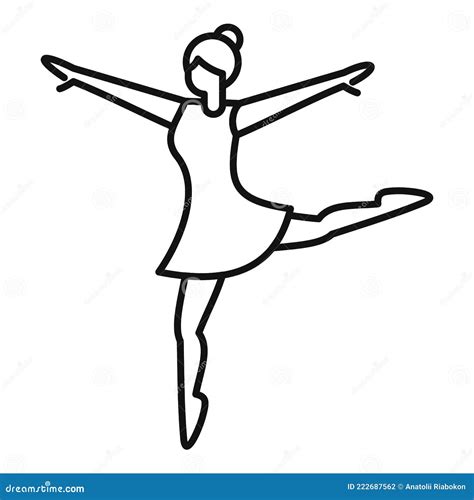 Vector De Contorno De Icono De Pose De Ballet Bailarina De Bailarina