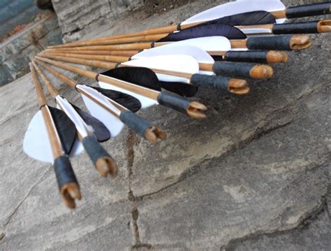 12pcs Archery Bamboo Arrows 33 Handmade Traditional Hunting Arrows