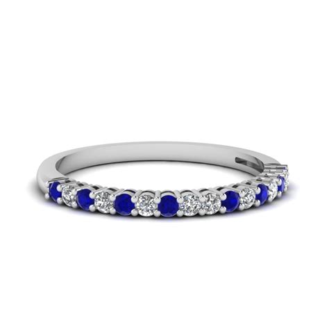 It is crafted in 14k yellow gold with diamond brush top. Basket Prong Diamond Anniversary Band With Sapphire In 18K ...