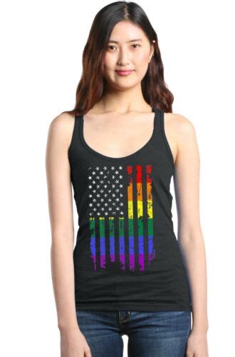 Distressed Rainbow Flag Racerback Tank Top Gay Pride Equal Rights Tee