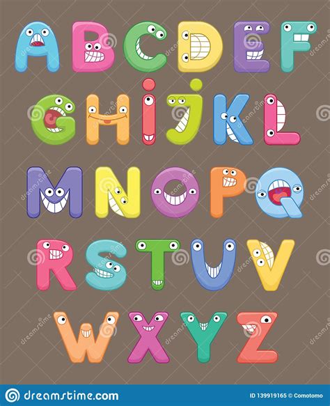 Funny Colorful Cartoon Alphabet Alphabetical Letters Abc For Children