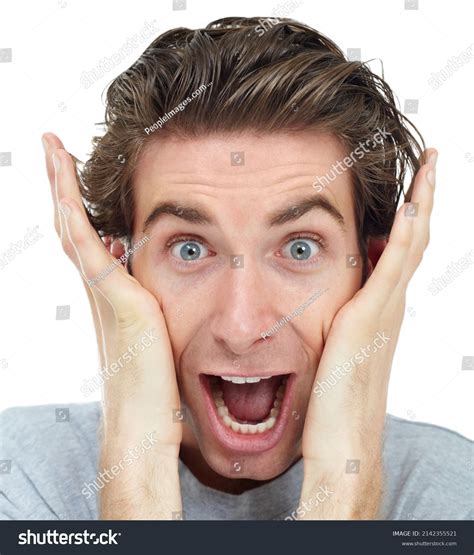 Omg Young Man Yelling Excitedly His Stock Photo 2142355521 Shutterstock