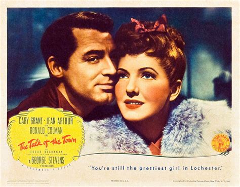 1942 Jean Arthur And Cary Grant In The Talk Of The Town The Town Movie Movie Lobby Cards