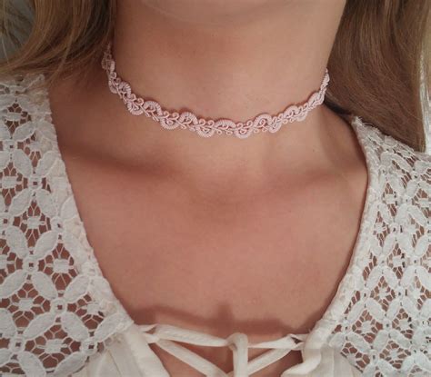 Delicate Lace Light Pink Handmade Choker Knew Trend Lace Lihgt