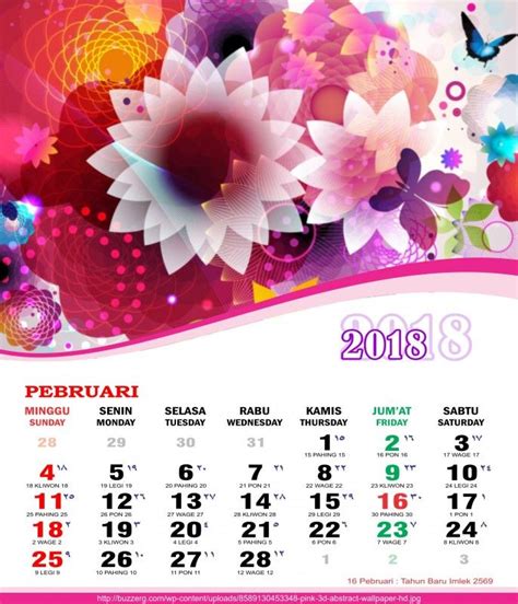 Kalender 2018 Indonesia Lengkap Hijriyah Jawa Libur Nasional Cuti