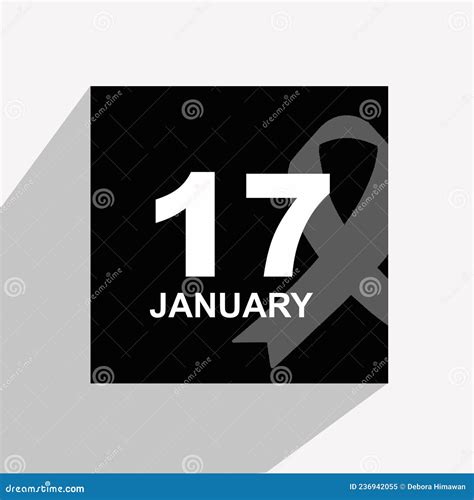 Calendar January 17 Icon Illustration Mourning Symbol Isolated On