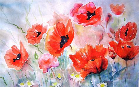 Poppies Flower Art Painting Bokeh Wallpaper 1920x1200 183394
