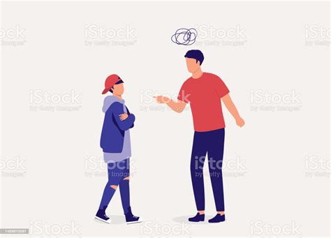 Father Angry At His Disrespectful Teenage Son Stock Illustration