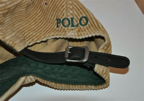 Polo Ralph Lauren Corduroy Baseball Cap Hat Leather Strap One Size