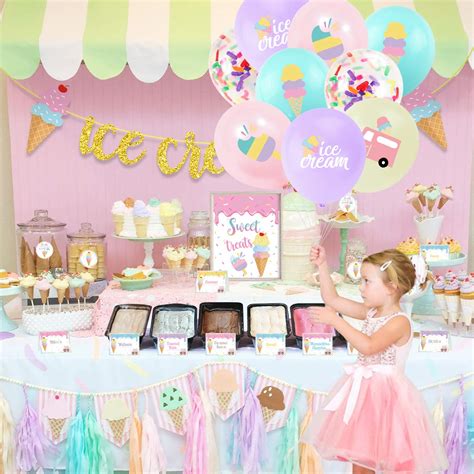 Utopp Pcs Ice Cream Party Balloons With Sprinkles Confetti Balloons For Ice Cream Birthday