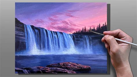 Acrylic Painting Majestic Waterfall Sunset Correa Art Youtube