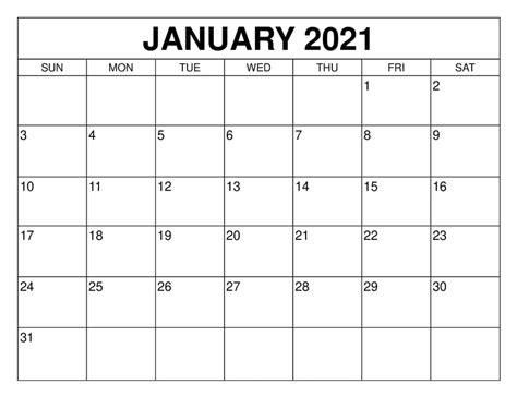 View the month calendar of january 2021 calendar including week numbers. Blank January 2021 Calendar Editable All Format ...