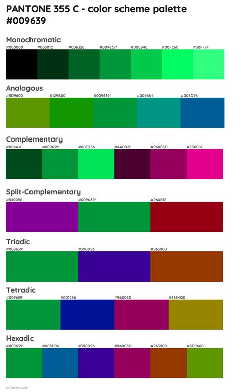 PANTONE 355 C Color Palettes And Color Scheme Combinations Colorxs Com