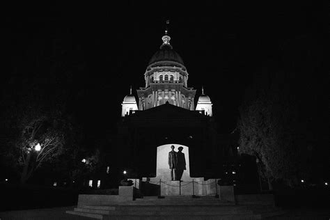 Illinois State Capitol Building In Sprigfield Illinois At Night In