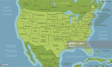 Usa North American Map With Capitals And Labels High Res Vector Graphic