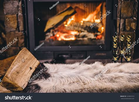 Warm Cozy Fireplace Real Wood Burning Stock Photo 524901013 Shutterstock