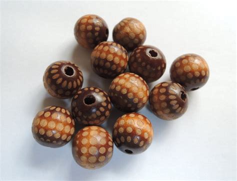 12pcs 19mm Brown Wood Beads Carved By Hand W893 Etsy