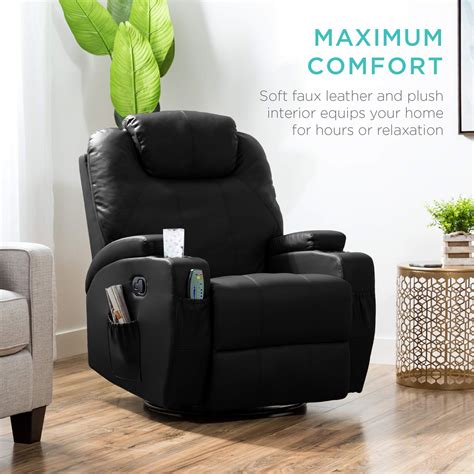 Best Choice Products Executive Faux Leather Swivel Electric Glider Massage Recliner Chair W