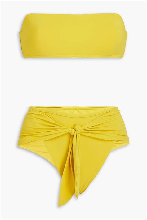 Zimmermann Shelly Tie Front Bandeau Bikini In Chartreuse Modesens