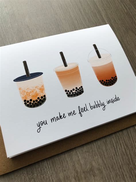 Bubble Tea Card Boba Milk Tea Card Birthday Anniversary Etsy Canada