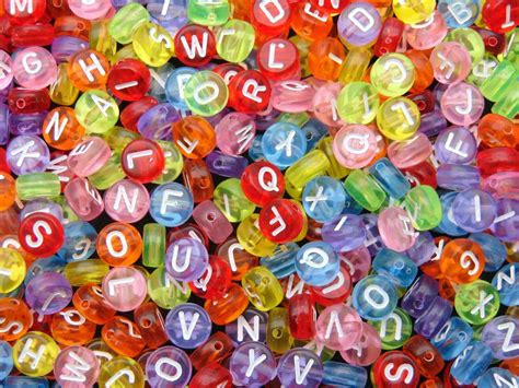 7mm Random Mixed Colour And Letter Alphabet Beads Round Craft Bead
