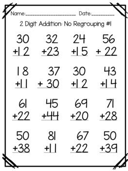 Digital Learning Double Digit Addition Worksheets With And Without